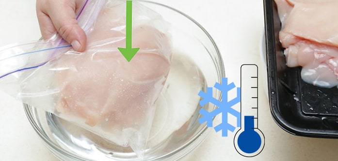 یخ زدایی گوشت با آب سرد یخ زدایی گوشت با آب سرد